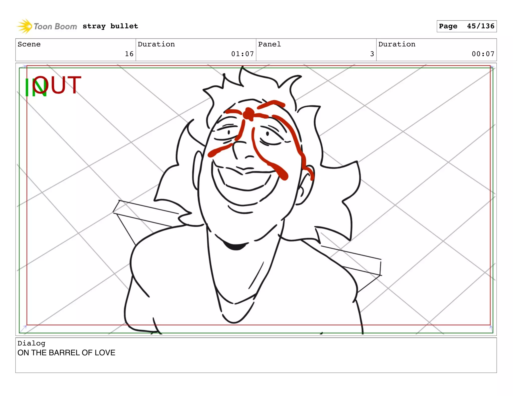 Scene
16
Duration
01:07
Panel
3
Duration
00:07
Dialog
ON THE BARREL OF LOVE
stray bullet Page 45/136
 