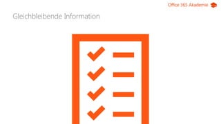 Office 365 Akademie
Gleichbleibende Information
 