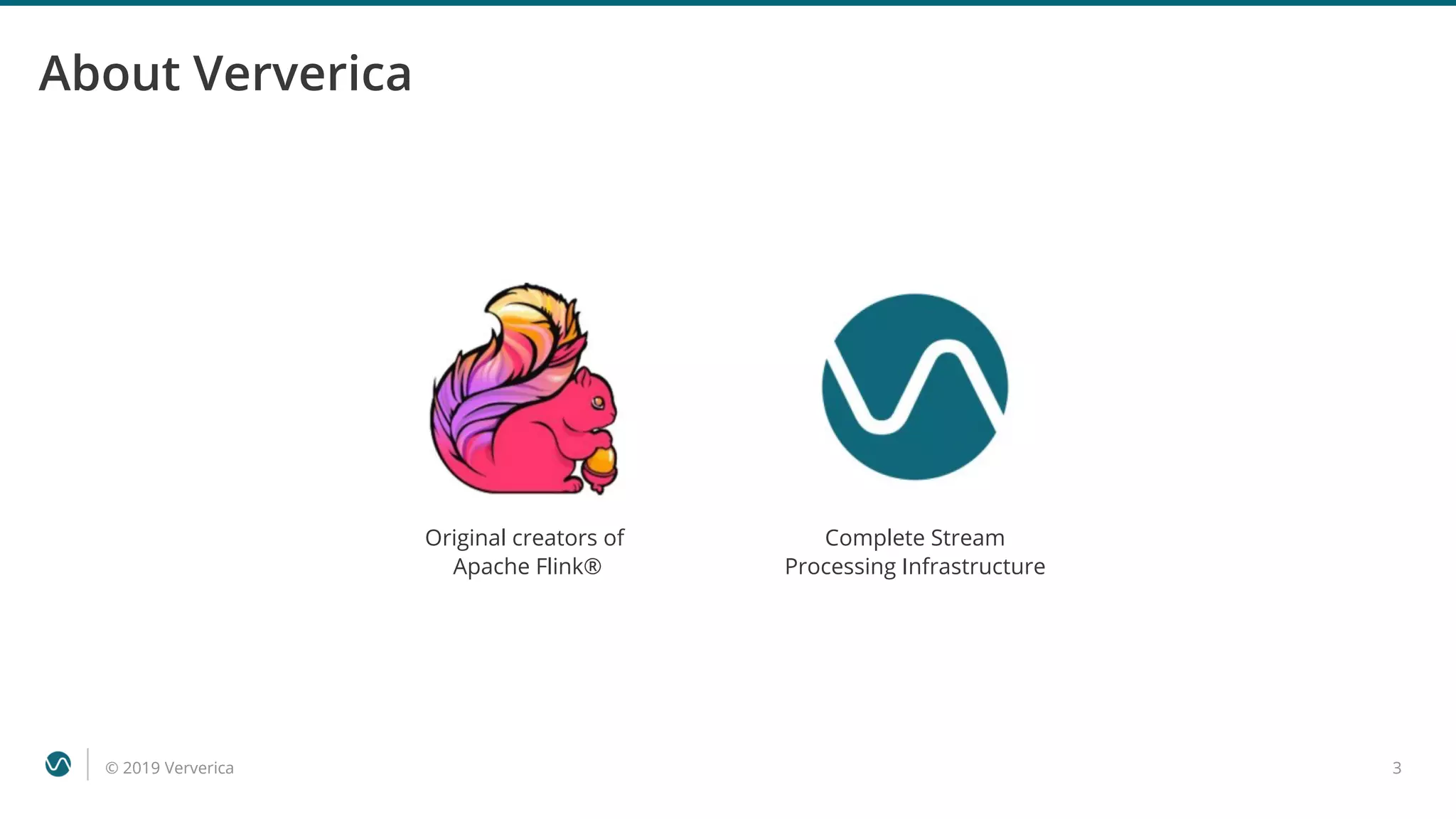 © 2019 Ververica 3
About Ververica
Original creators of
Apache Flink®
Complete Stream
Processing Infrastructure
 