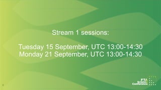 Overview of Sessions: Stream 1 Inclusive value chains, finance and investments
