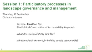 Introduction to stream 5: Inclusive governance for sustainable landscapes opening