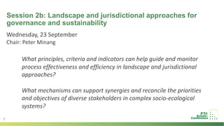 Introduction to stream 5: Inclusive governance for sustainable landscapes opening
