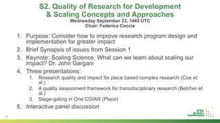 Introduction to Stream 6: Designing, implementing and evaluating research for development impact