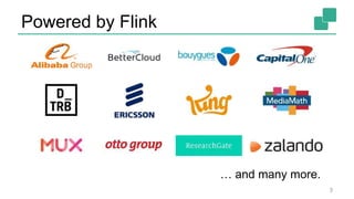 Powered by Flink
3
… and many more.
 