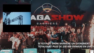LE GOTAGA SHOW BARRIERE UN EVENEMENT
TOTALISANT PLUS DE 250 000 VIEWERS EN LIVE.
 