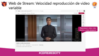 Web de Stream: Velocidad reproducción de video
variable
Reproducir video más
rápido o más despacio
 
