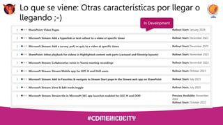 Lo que se viene: Otras características por llegar o
llegando ;-) In Development
 