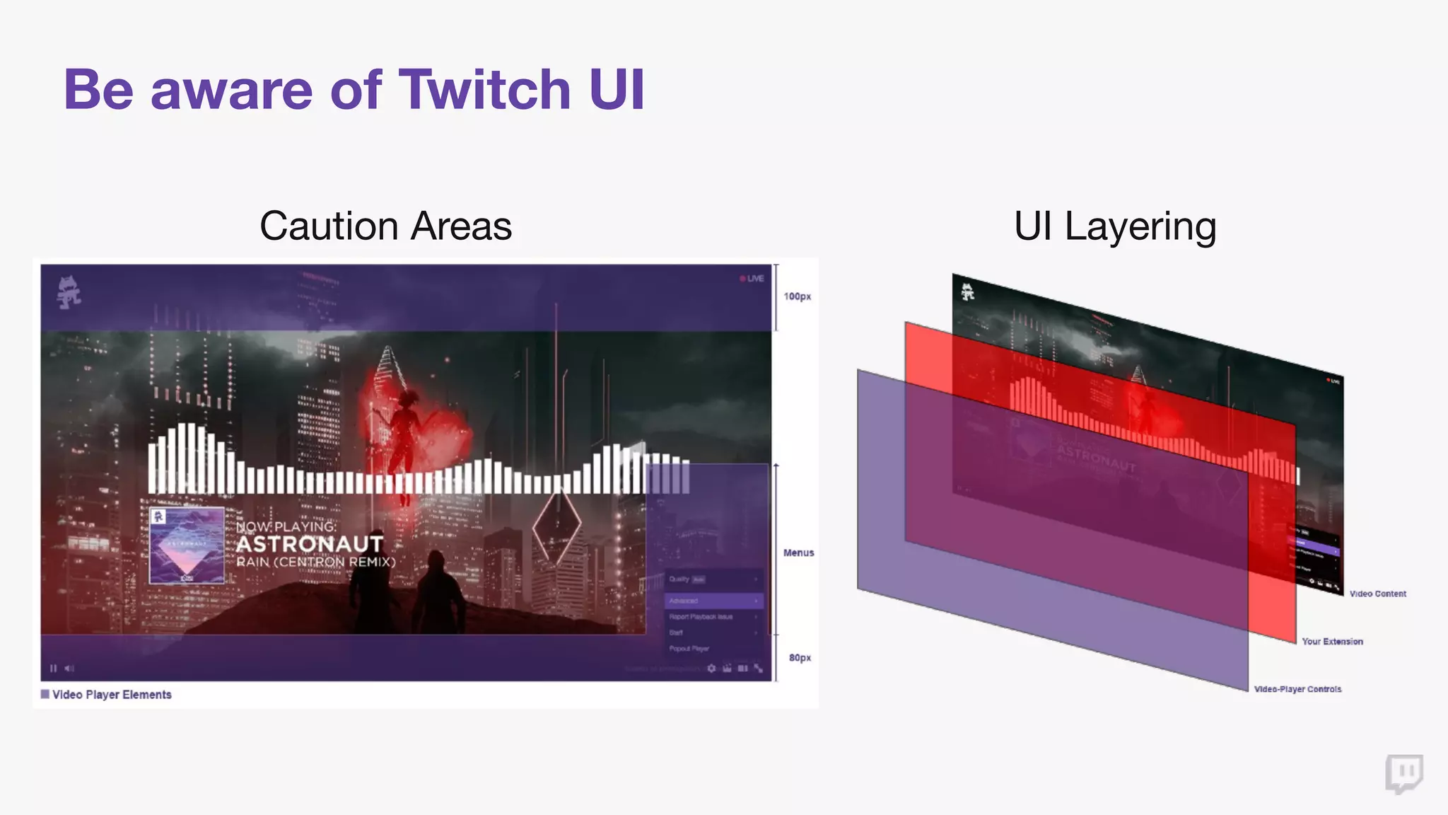 Be aware of Twitch UI
Caution Areas UI Layering
 