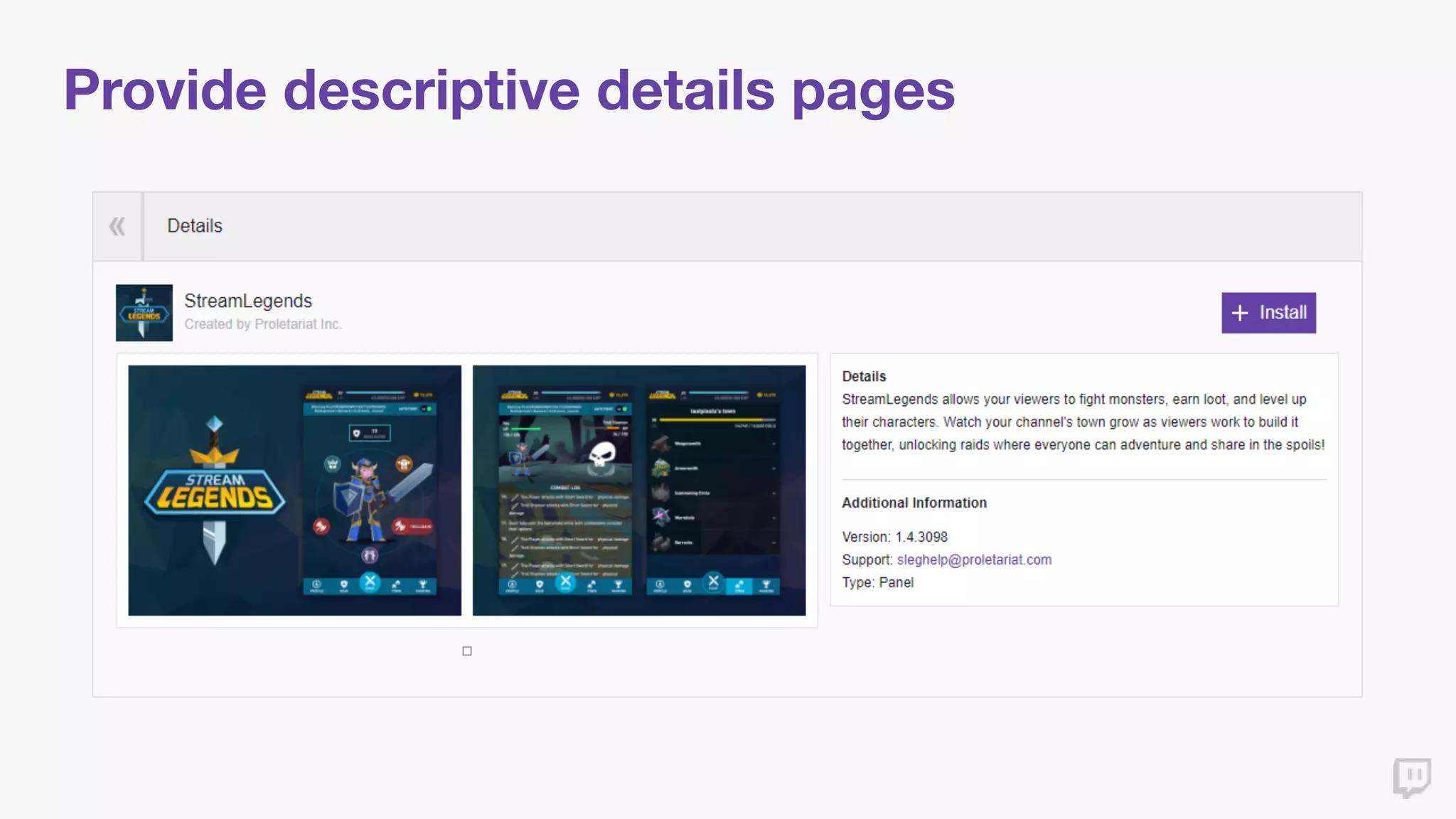 Provide descriptive details pages
 