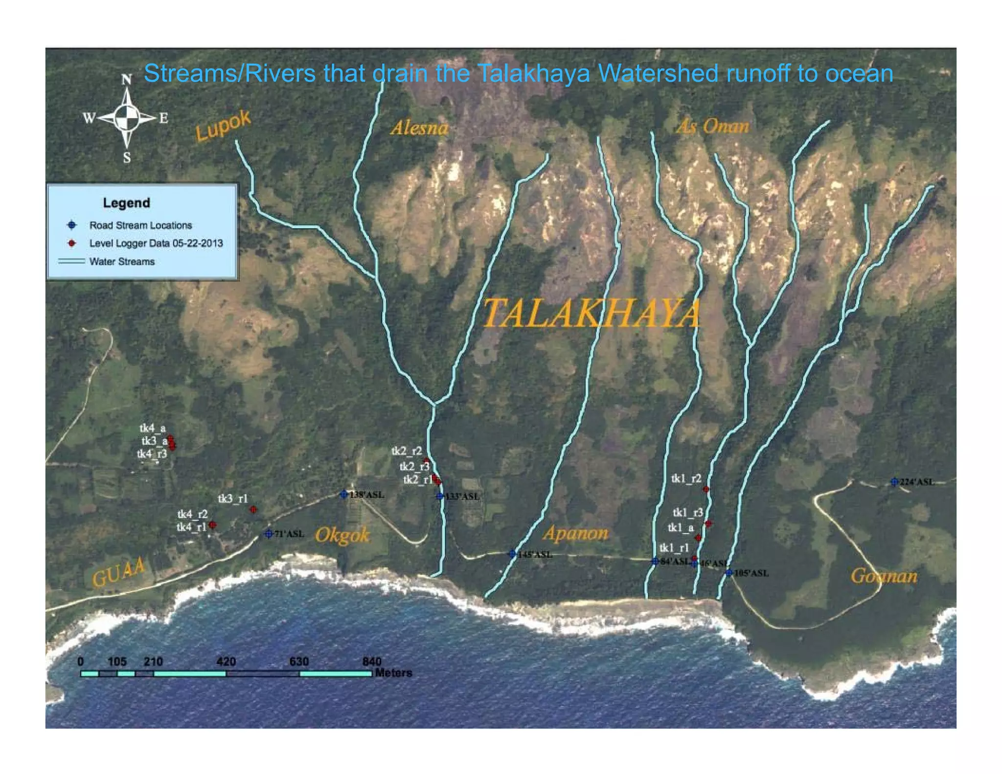 Streams/Rivers that drain the Talakhaya Watershed runoff to ocean
 