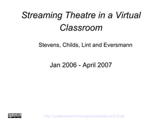 Streaming Theatre in a Virtual Classroom ,[object Object],[object Object],http://creativecommons.org/licenses/by-nc/2.0/uk/   