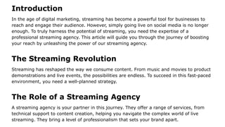 Unleash the Power of Our Streaming Agency | PDF