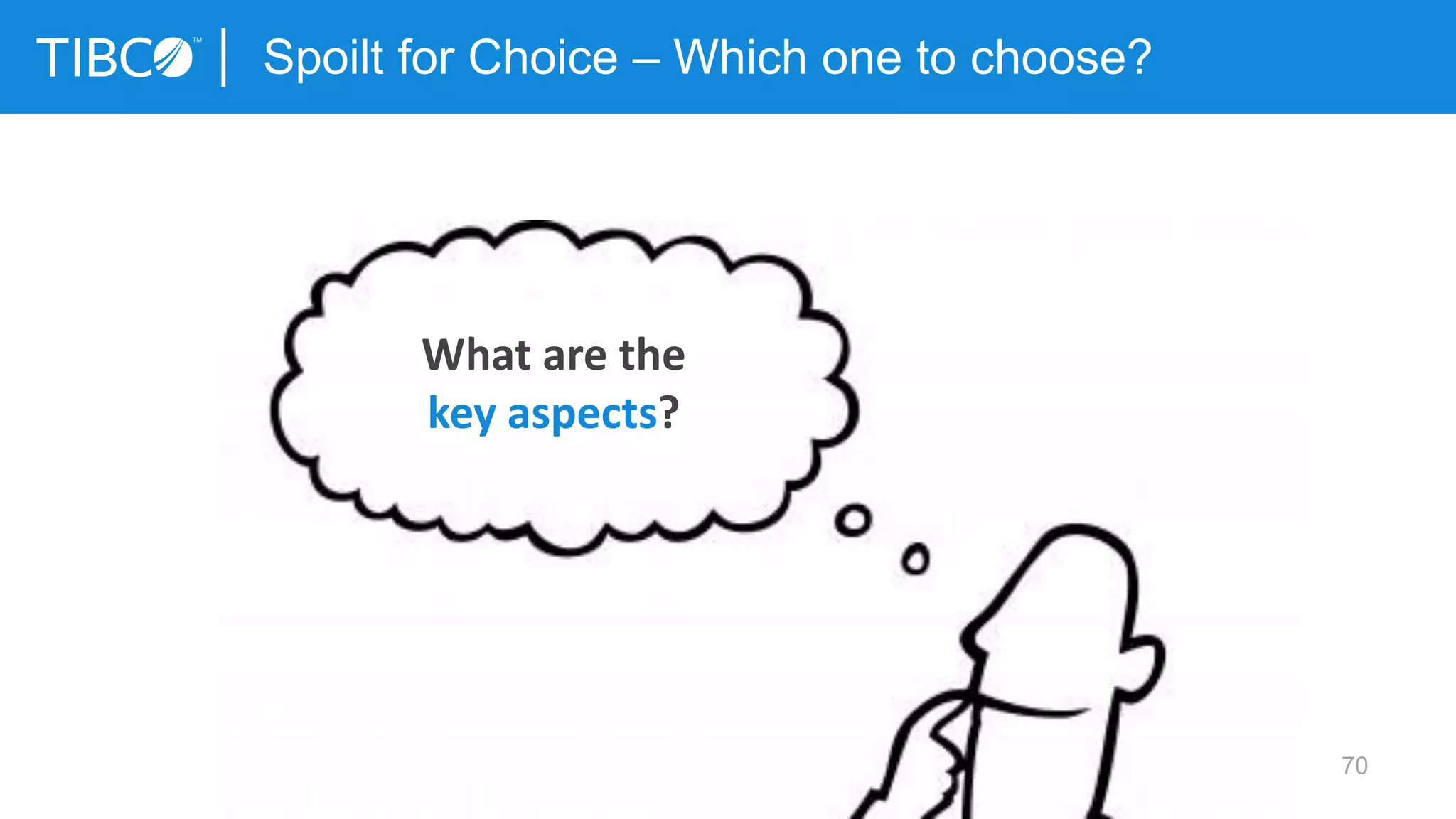 70
Spoilt for Choice – Which one to choose?
© Copyright 2000-2015 TIBCO Software Inc.
What are the
key aspects?
 