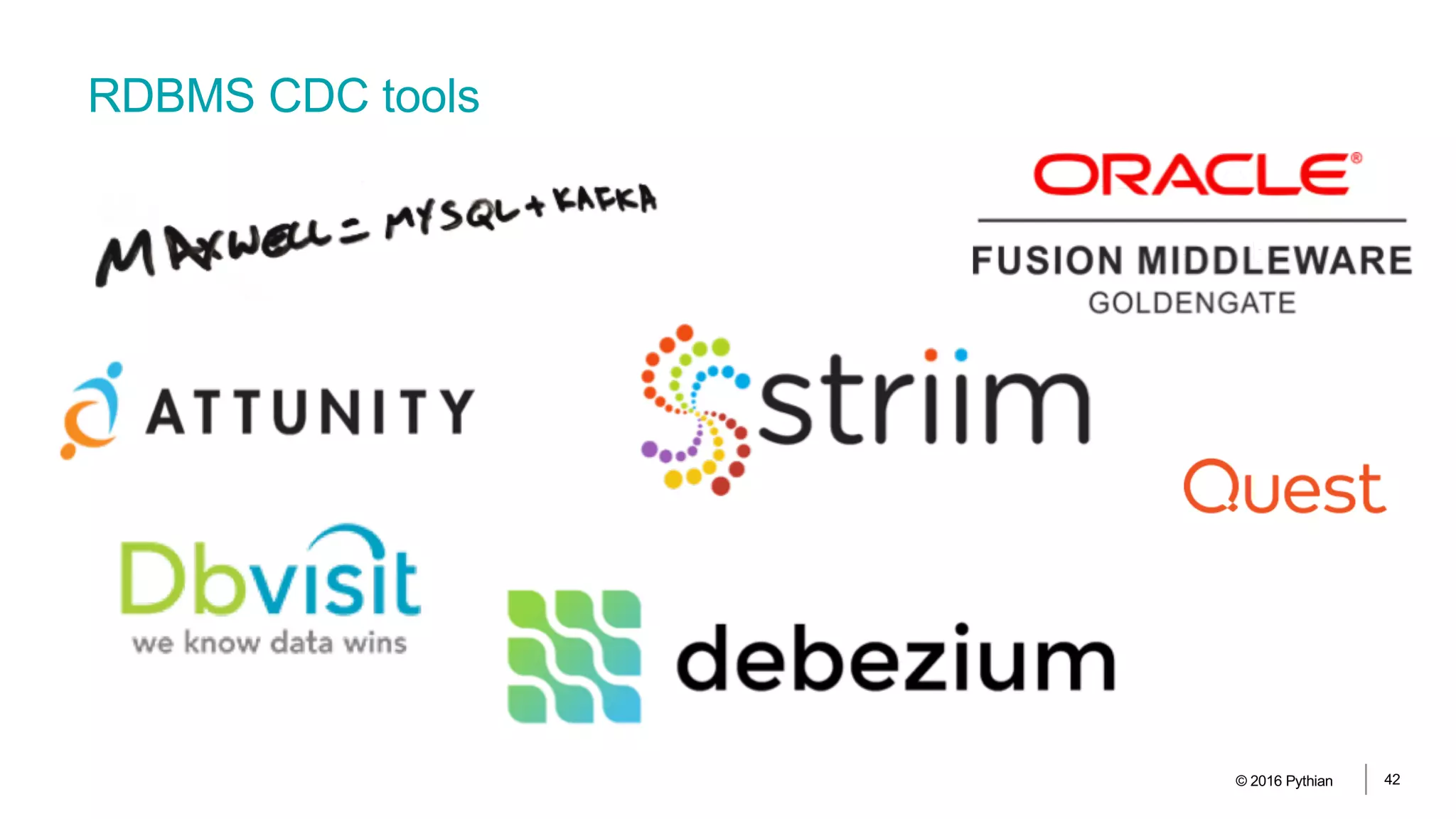 RDBMS CDC tools
© 2016 Pythian 42
 