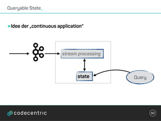 •Idee der „continuous application“
Queryable State_
60
state Query
stream processing
 