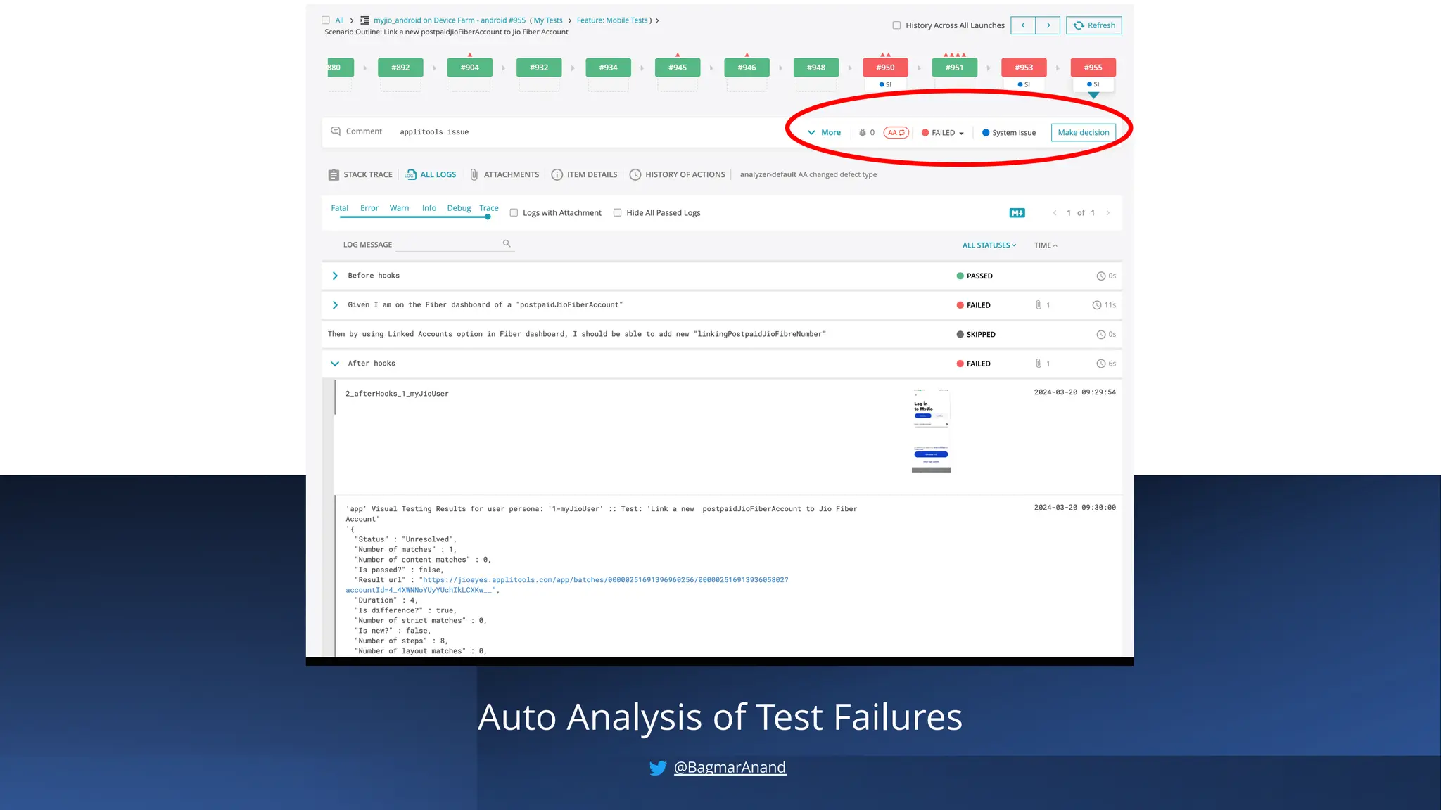 Auto Analysis of Test Failures
@BagmarAnand
 