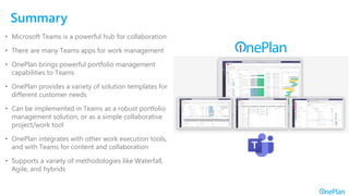 Streamlining Project Management in Microsoft Teams with AI and OnePlan ...