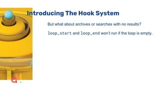 Introducing The Hook System
But what about archives or searches with no results?
loop_start and loop_end won’t run if the loop is empty.
 