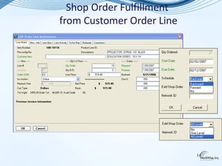 Shop Order Fulfillment
from Customer Order Line




                           14
 