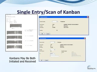 Single Entry/Scan of Kanban




Kanbans May Be Both
Initiated and Received
 