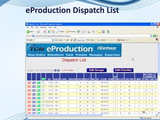 eProduction Dispatch List




                            38
 