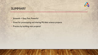 Streamlit App Structure & Basics - AccentFuture | PPTX
