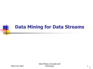 1
March 20, 2024
Data Mining: Concepts and
Techniques 1
Data Mining for Data Streams
 