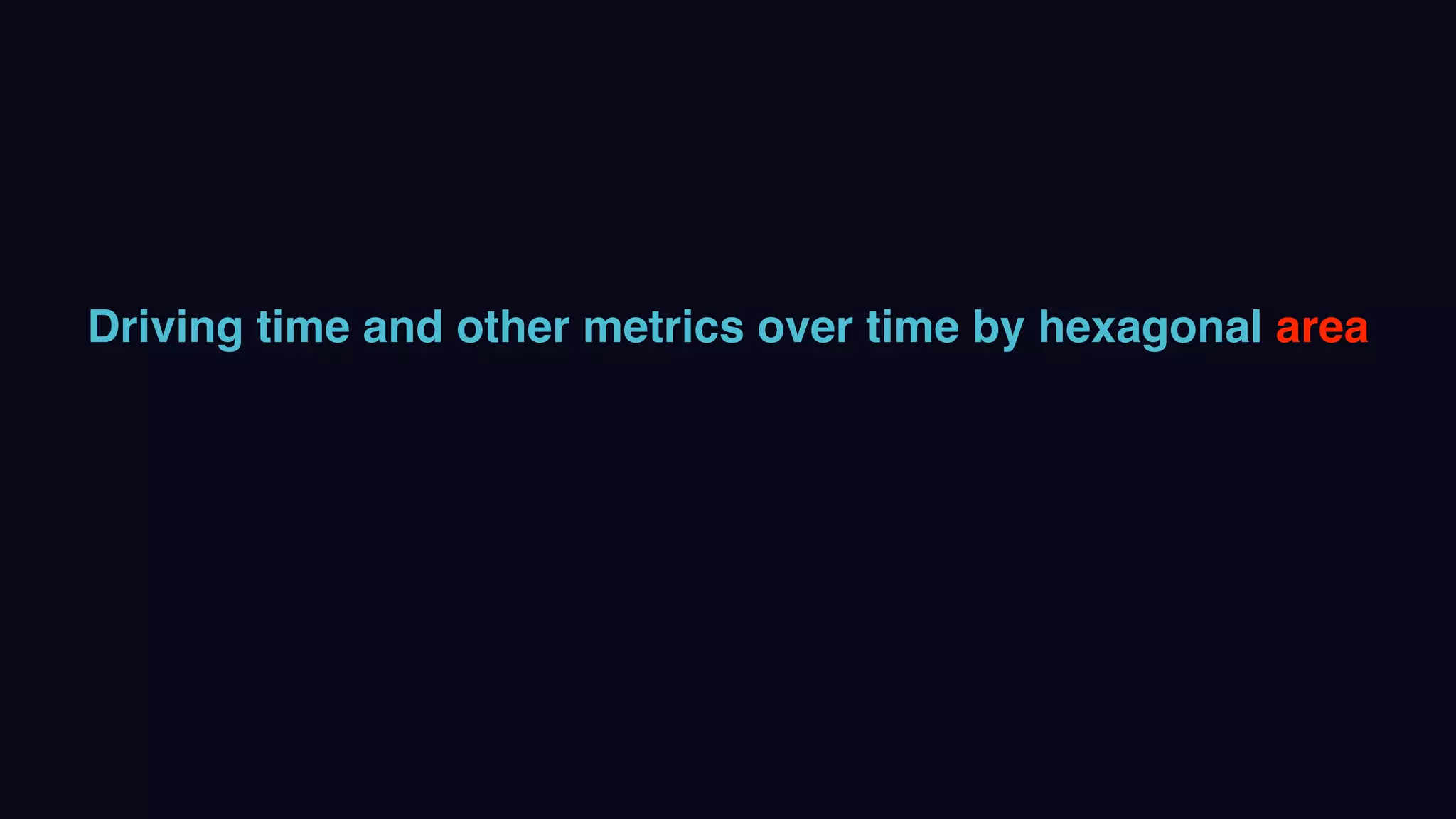 Driving time and other metrics over time by hexagonal area
 