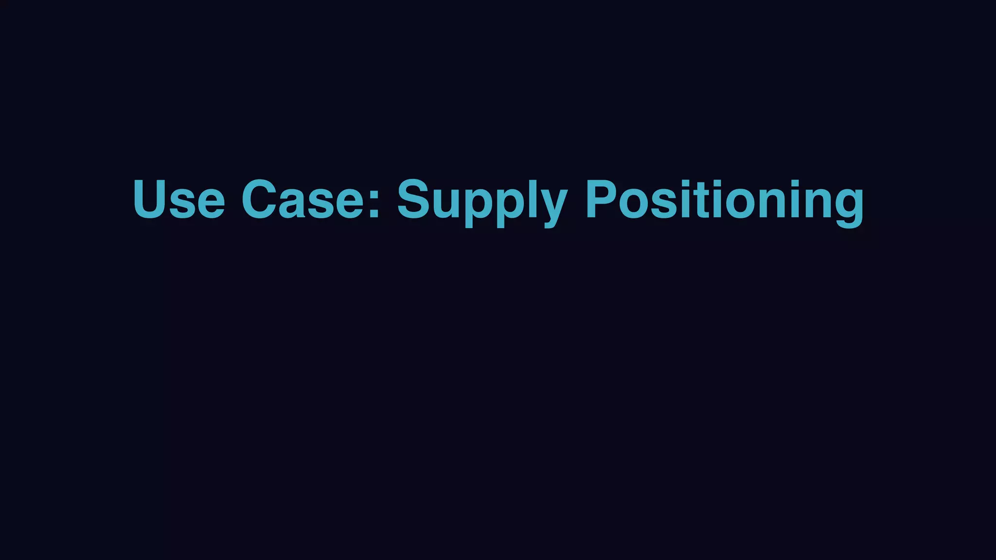 Use Case: Supply Positioning
 