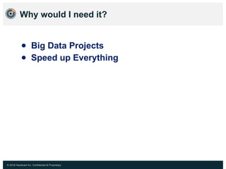 © 2018 Hazelcast Inc. Confidential & Proprietary
Why would I need it?
● Big Data Projects
● Speed up Everything
 