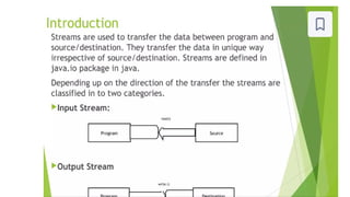 streams unit5 java.pptx describes stream classes and methods in java | PPTX