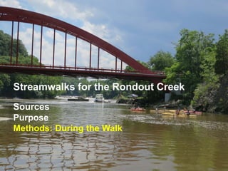 Streamwalks for the Rondout Creek
Sources
Purpose
Methods: During the Walk
 