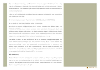 Then comes the economic wake up call. The disclosure then comes fully open that it was all a false reality.

Fear sets in. People look to what brings them more comfort and we have Q4 2008. Hydrocodone, a narcotic,

met its manufacturing quote for America by the end of Q3 2008. Americans reached for chemical solutions to

avoid perceiving the reality.


I would not buy a piz z a parlor for 500 years of earnings, so why did I buy that stock? Logic prevails. What

goes up will usually come down.


We are being played as a people. Played into Feeling INSECURE and thusly OVERSPENDING.


We are handed the TEMPORARY FINANCIAL MEANS to OVERSPEND.


Medications are Marketed and Prescribed en masse that help to REDUCE OUR ANXIETY LEVELS and

PRODUCE EUPHORIA en masse to where we become almost hedonistic in all our pursuits. Apathy and

concern for liability above all else flourish in the medical community by way of insurance carrier policies.

Patient relationships with their practitioner's collapse. People seek Antidepressants and Sleep medications

and pain killers seeking a way out of their realities just as a bottle of vodka at the bar.


This manner of " head in the sand" is exactly how we lost the confidence of the world this decade. Our

people failed in their responsibility to keep their government in check. We as a people failed to stop

corporate looting. We as a people failed to stand up for ourselves and take back the fundamentals and

rejecting blatant consumerism for the sake of consumerism In a way, the inmates of government and

corporate were left to run the asylum while a pacified people stubbled around not realiz ing their altered

mental state whether through their sheepdom (CBT) or via chemicals.


WHO MAK ES O UT ?


Those on the other side of the coin. Corporate giants who market to you all these things that you do not

need but you have convinced yourself that you do, they have made their money. You have leveraged your

house and ability to retire upon a nicer car, longer vacation, eating out too much, and a giant television.

You were happy all the while or so you thought.

                                                                                                                PDFmyURL.com
 
