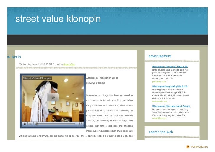 of 1mg value street klonopin