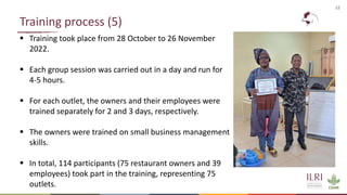 Training of street vendors of ready-to-eat chicken in Ouagadougou on best practices in hygiene using a food safety champion approach