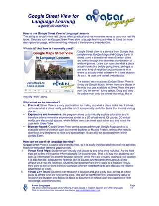 Google Street View Guide for Language Teachers | PDF