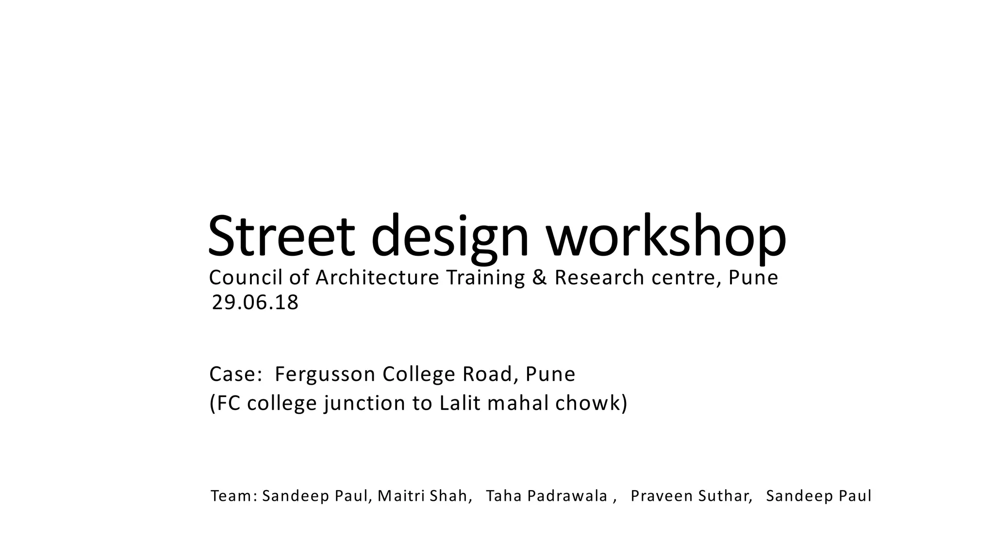 Street Design F C Road,Pune PPT