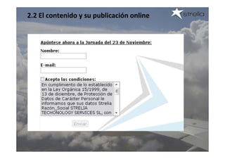 2.2 El contenido y su publicación online
 