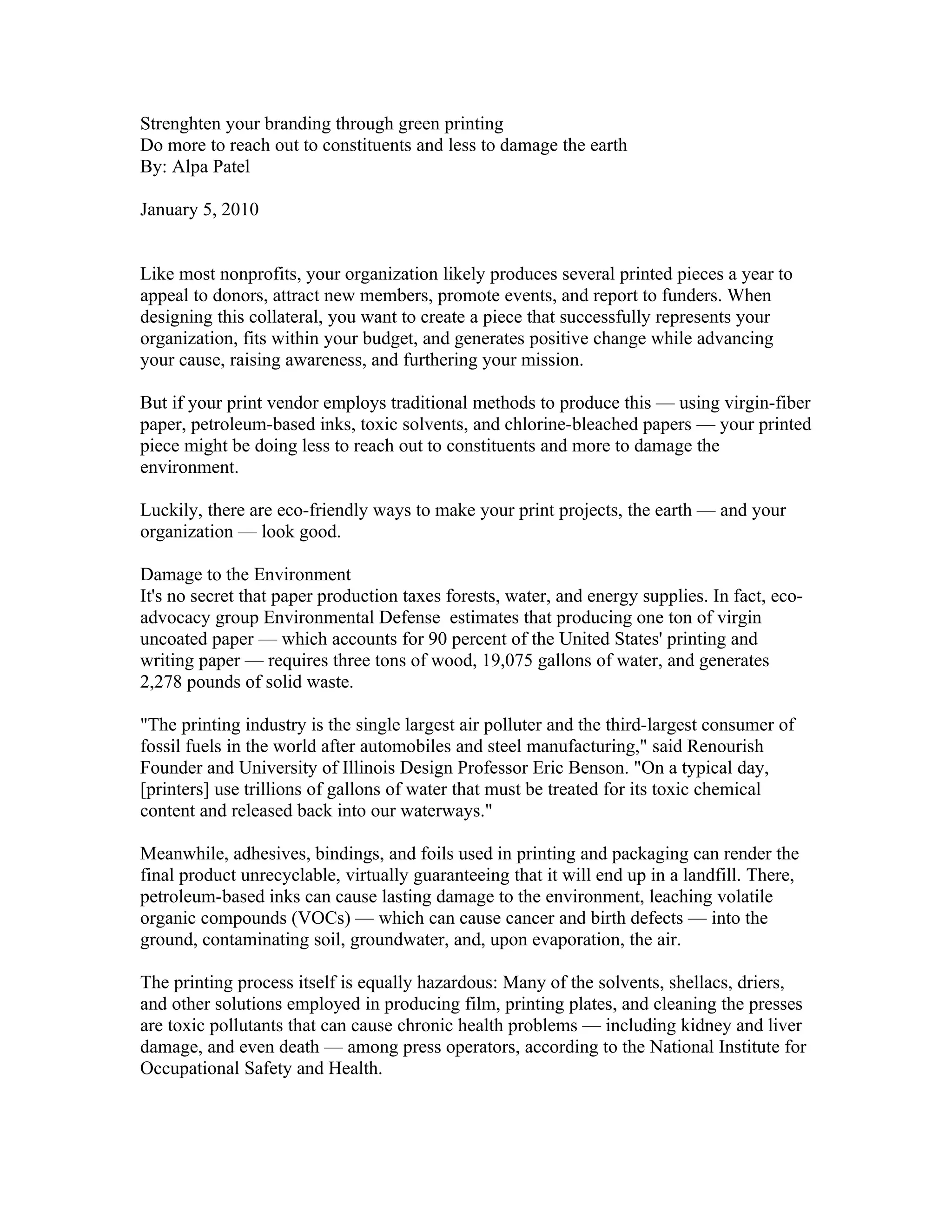 Strenghten Your Branding Through Green Printing PDF