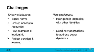 Philippine Sutz Emilie Beauchamp Anna Bolin / @IIED
New challenges:
• How gender intersects
with other identities
• Need n...