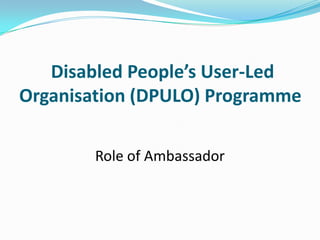  Disabled People’s User-Led Organisation (DPULO) Programme  Role of Ambassador 