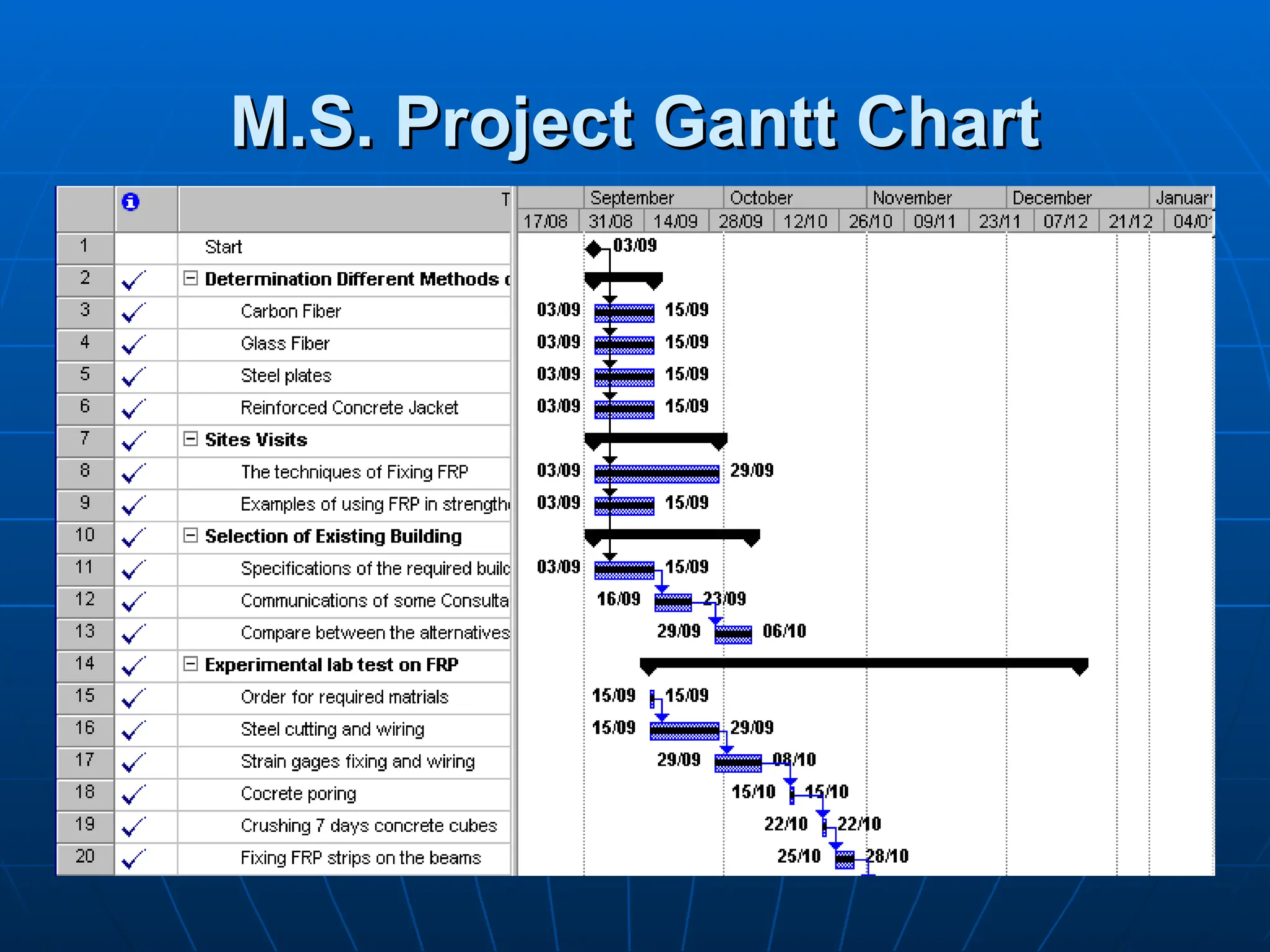 M.S. Project Gantt Chart
M.S. Project Gantt Chart
 