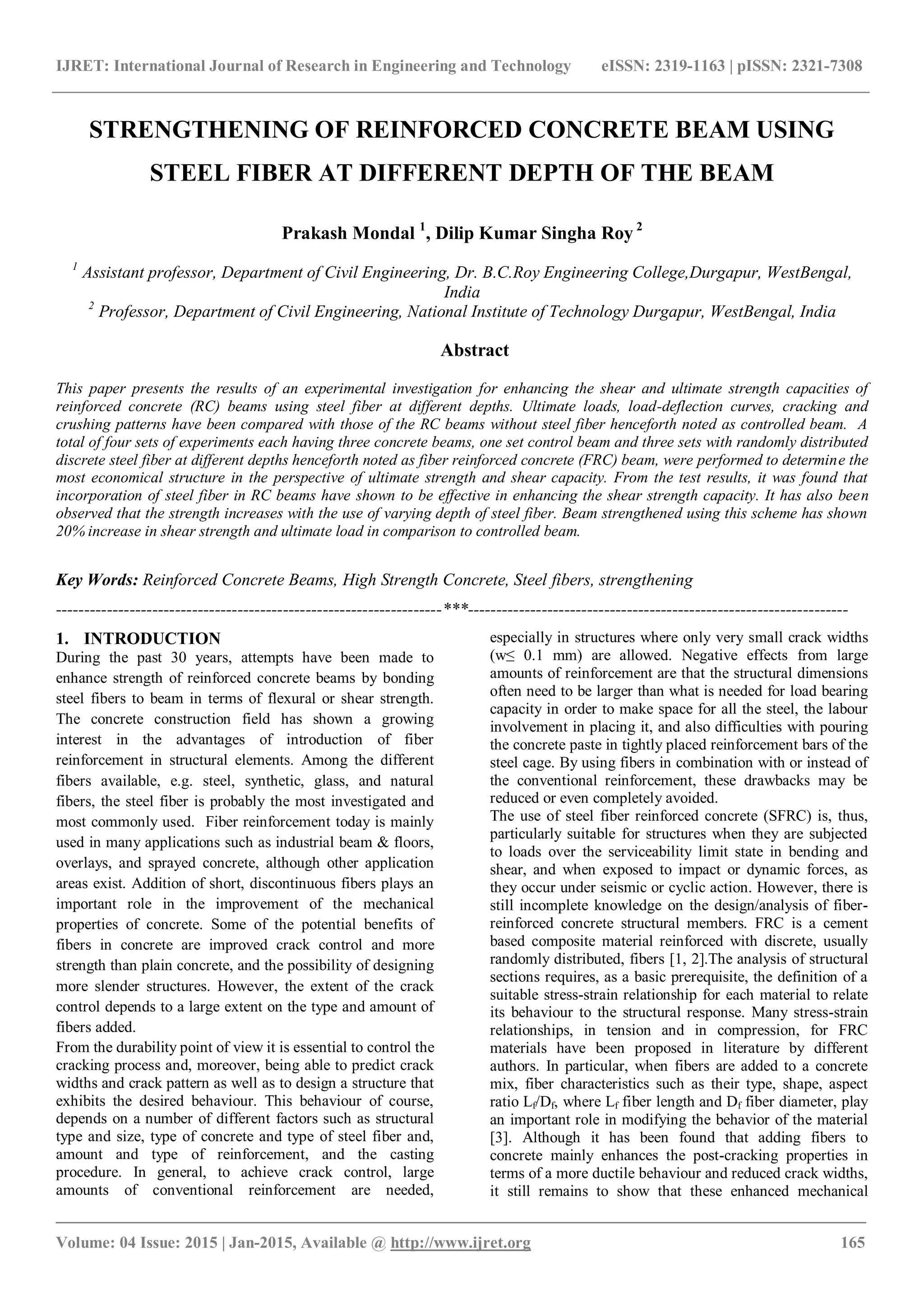 Strengthening of reinforced concrete beam using steel fiber at ...