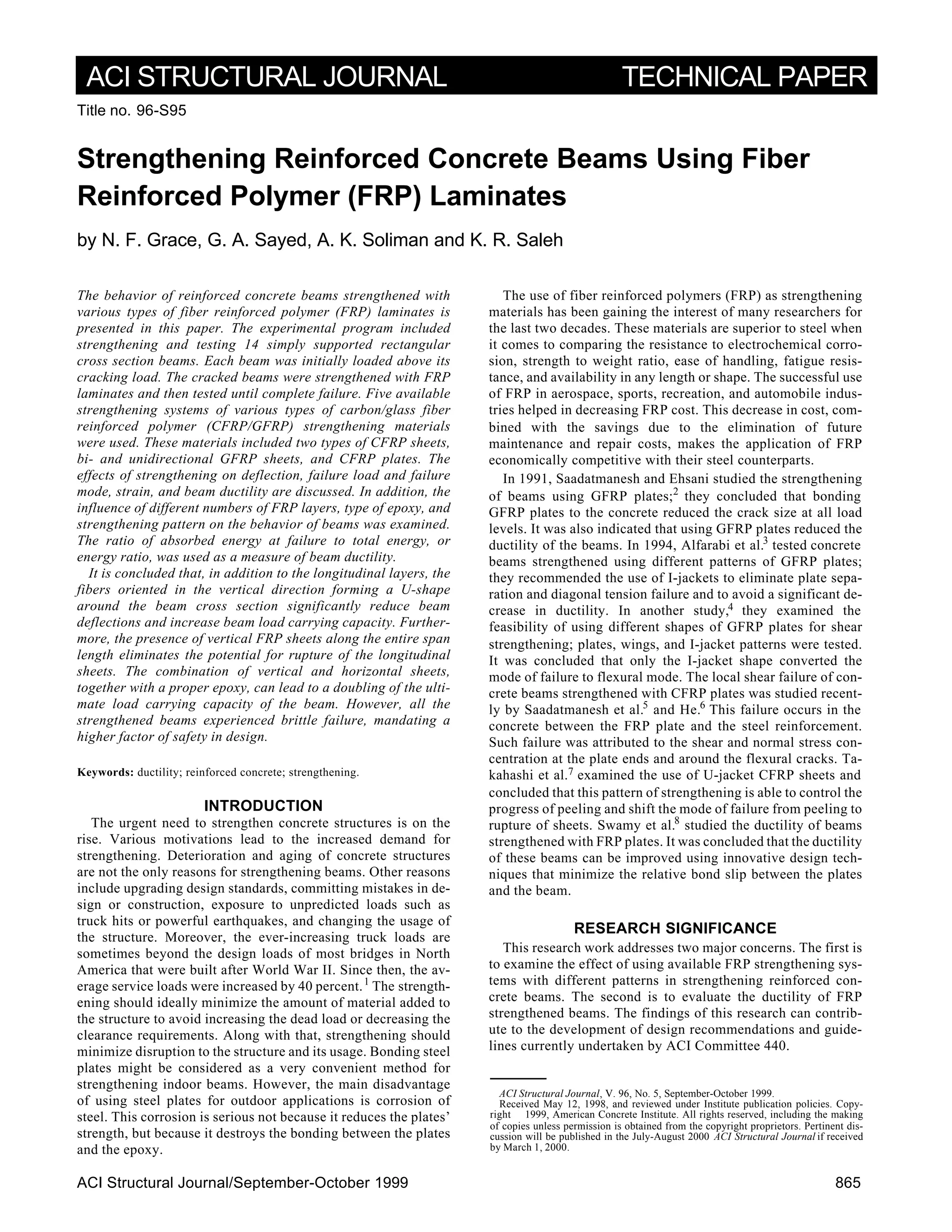 Strengthening reinforced concrete beams using fiber | PDF