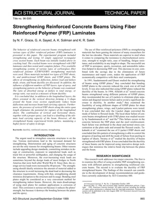 Strengthening reinforced concrete beams using fiber | PDF
