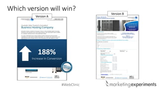 #WebClinic
Which version will win?
Version B
Version A
188%
Increase In Conversion
 