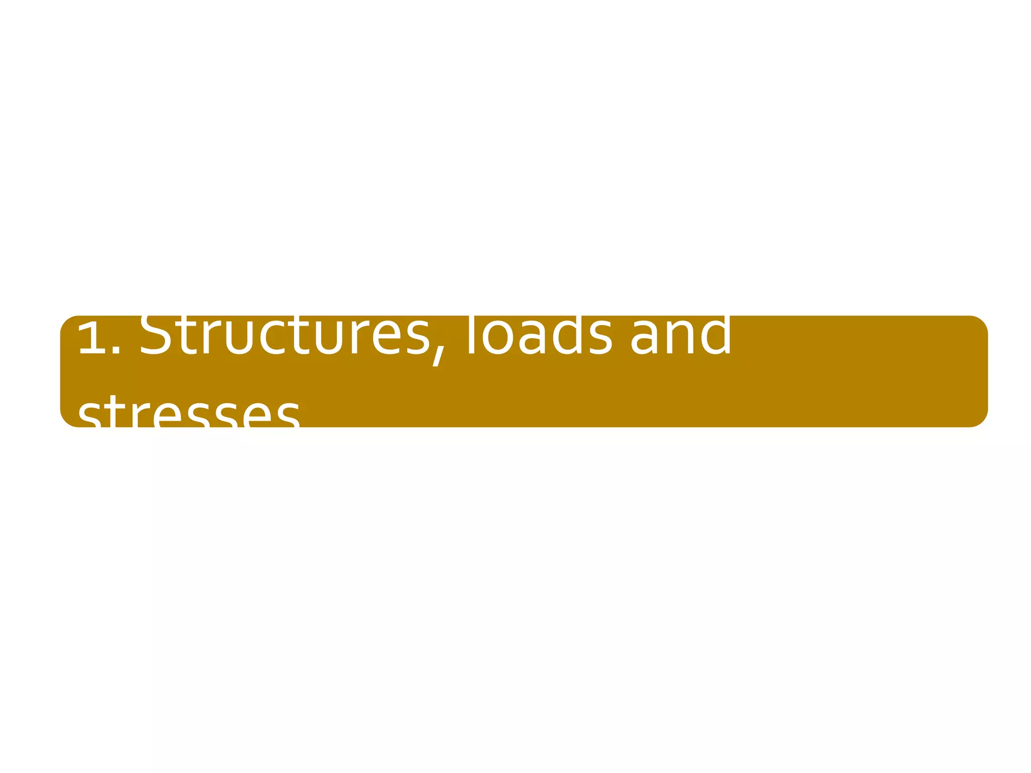 1. Structures, loads and
stresses

Vijay Gupta: An Introduction to Mechanics of Materials, Narosa, 2013

 