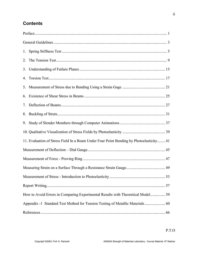 Strength of materials laboratory manual