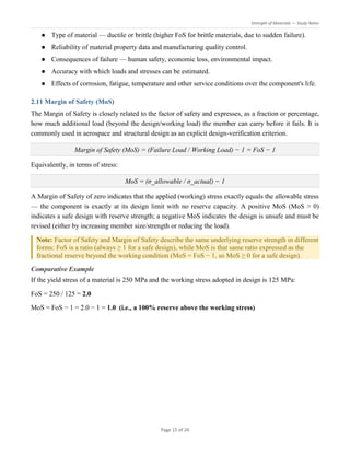 Comprehensive Study Notes on Strength of Materials: Stress, Strain, and ...