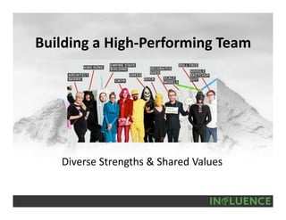 Building a High‐Performing Team
Diverse Strengths & Shared Values
 